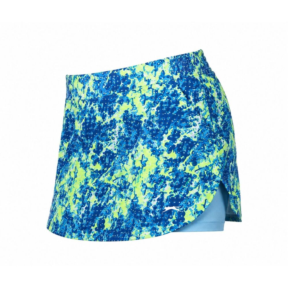 Slazenger Golf Skort Womens XXL Blue Green Print Stretch Shorts WSG17221 NWOT